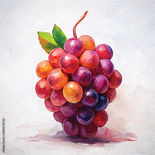 Vibrant green and red grapes captured in watercolor