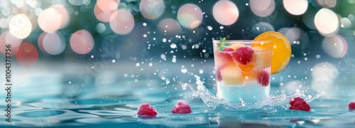 Summer Cocktail Splashing in Pool