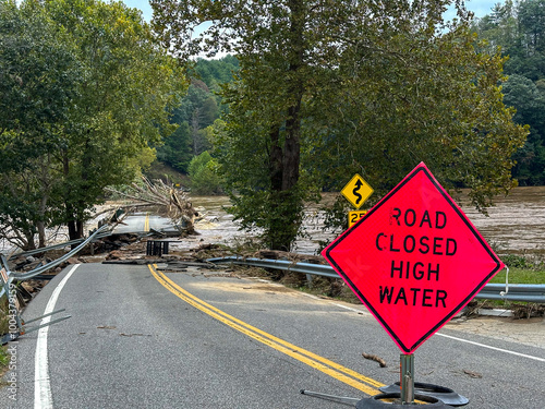 Low Water Bridge on the New River in Fries, VA destroyed by Hurricane Helene photo