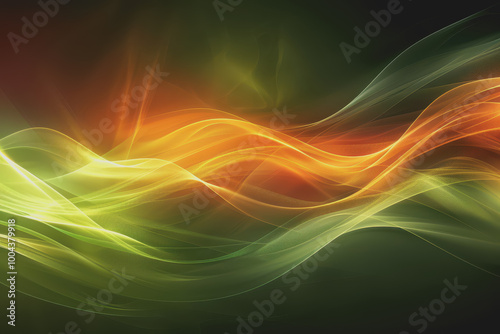 Orange and Lime green glowing abstract geometric lines.