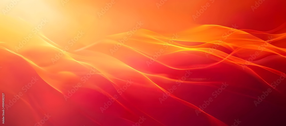 Abstract Red Orange Gradient Background with Wavy Lines