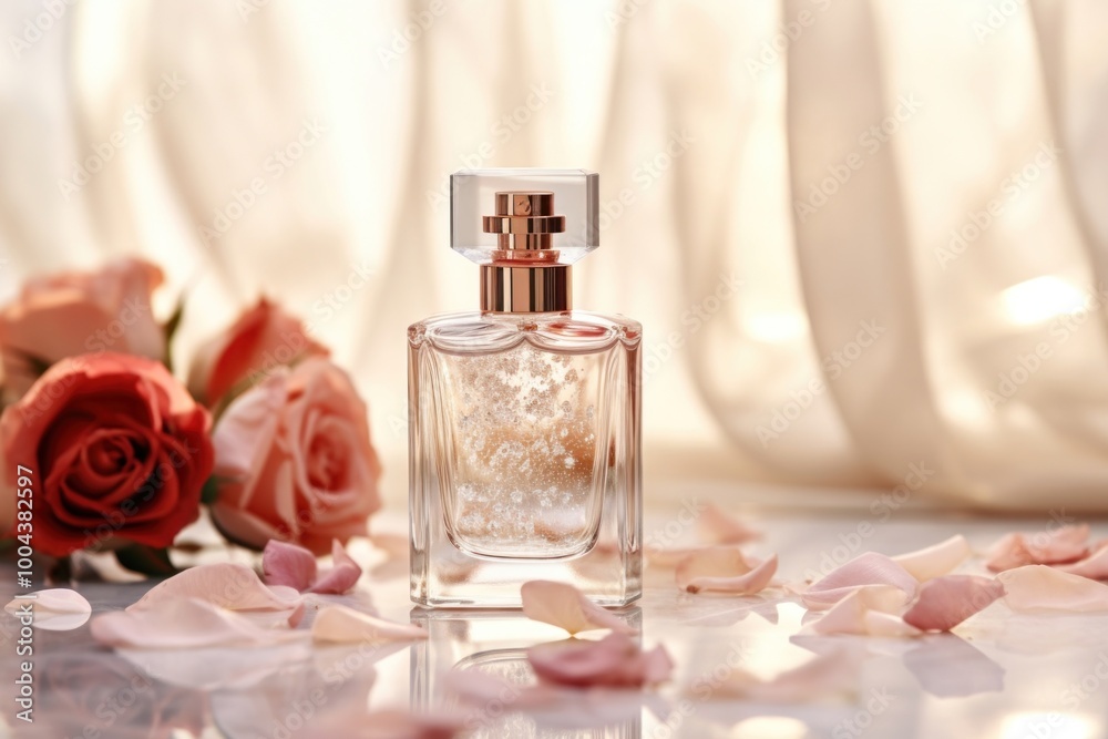 Perfume bottle cosmetics flower. Perfume bottle cosmetics flower.