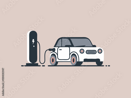 Electric Car Charging Illustration