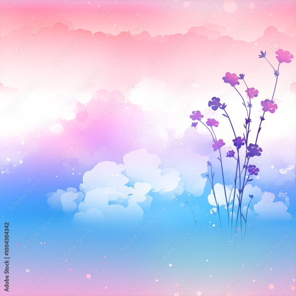 Obraz premium Seamless dreamy pastel gradient floral tile for Women's Day