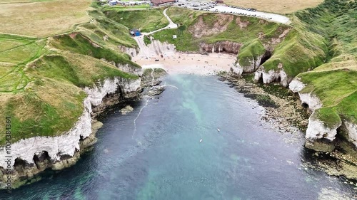 Flamborough head north landing Drone View, 4K Video.