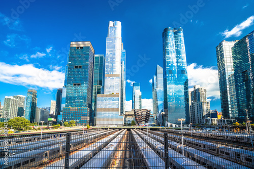 Obraz na płótnie New York City Hudson Yards skyline development and subway yard view w salonie