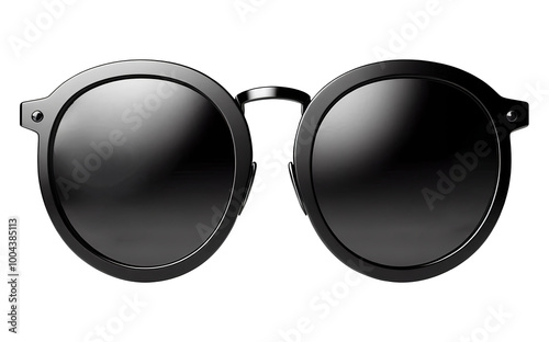 Round Black sunglasses isolated on transparent background, Front view PNG Image