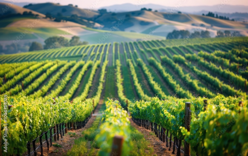 Vineyard Rows in Rolling Hills Vineyard Rows in Rolling Hills