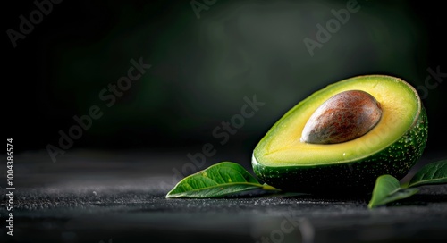 Fresh Avocados With Water Droplets on Dark Background