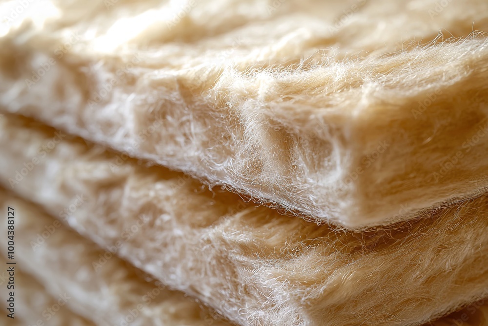 Obraz premium Mineral wool batts ideal for thermal and acoustic insulation in residential construction. Ai generative