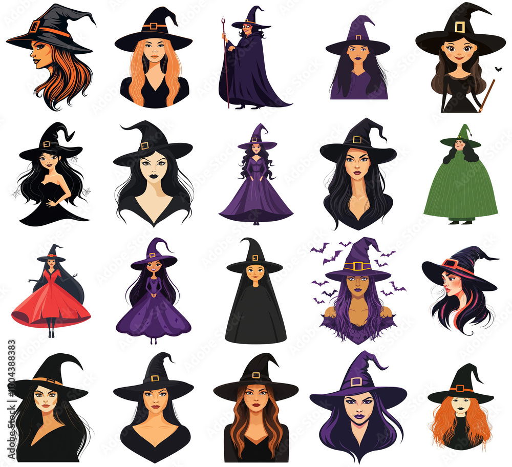 Halloween Witch Illustration Set with Transparent Background | Perfect for Halloween Designs and Overlays Halloween Witch Illustration Set with Transparent Background | Perfect for Halloween Designs and Overlays