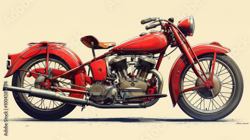 Classic vintage motorcycle. Original vector illustration in vintage style.