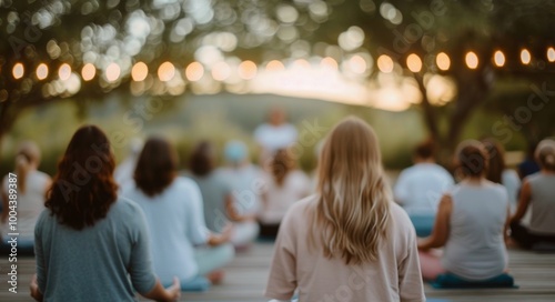 Outdoor Group Meditation Session at Sunset in a Relaxing Atmosphere