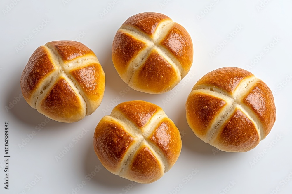 Golden sweet rolls, crossed tops, soft texture, freshly baked allure, arranged neatly against a white background. Golden sweet rolls, crossed tops, soft texture, freshly baked allure, arranged neatly against a white background.