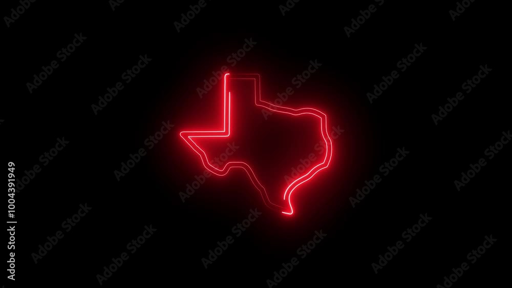 Neon Texas map icon animation. Neon Texas map icon animation.