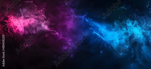 Abstract Cosmic Nebula with Blue and Pink