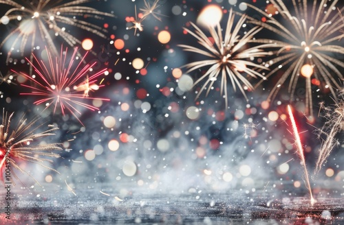 Fireworks Display With Smoke and Bokeh