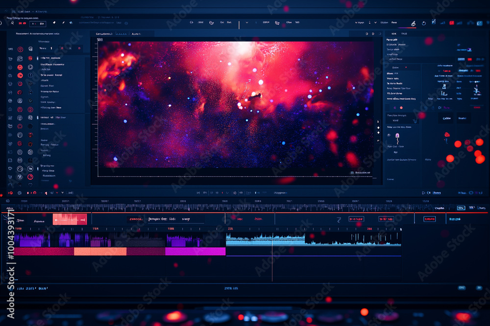 The video editing or AI generated video creation interface has a video preview window on top The video editing or AI generated video creation interface has a video preview window on top