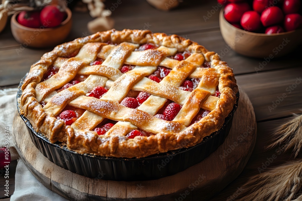 homemade berry pie on the wooden table, tasty dessert homemade berry pie on the wooden table, tasty dessert