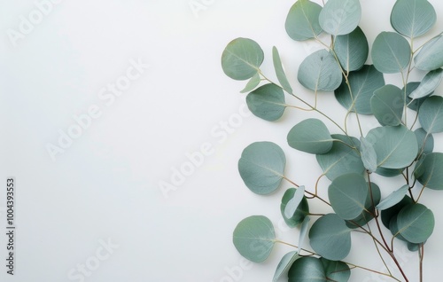 Eucalyptus Branch on White Background