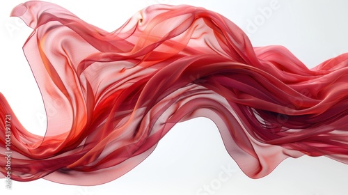 Floating red fabric blowing isolate on transparency background PNG.