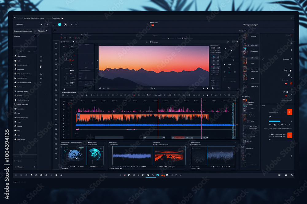 The video editing or AI generated video creation interface has a video preview window on top The video editing or AI generated video creation interface has a video preview window on top