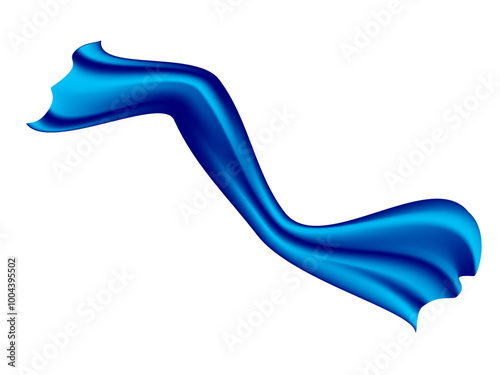 Realistic Billowing Blue Cloth in vector