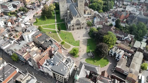 Great Britain, South West England, Devon, Exeter, Exeter Cathedral seen from the Cathedral Green