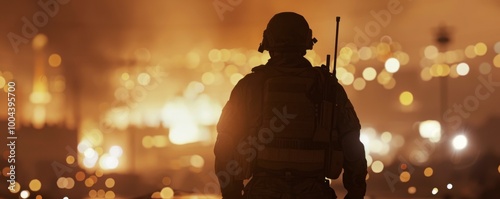Soldier In Urban Firefight At Night