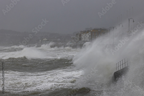Penzance sea front storm