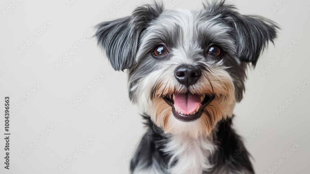 portrait of a happy smiling Shih Tzu dog on a white background portrait of a happy smiling Shih Tzu dog on a white background