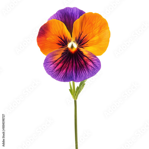 Pansy: A vibrant pansy flower on a stem. png, transparent background.