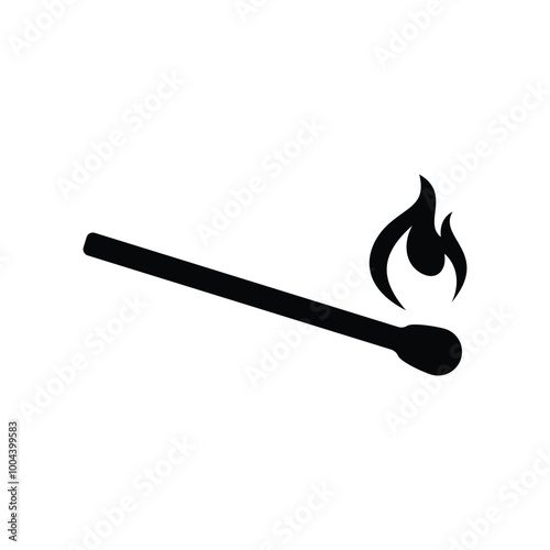 Burning matchstick flat vector icon design