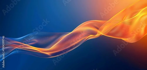 Abstract Orange Wave on Blue Background