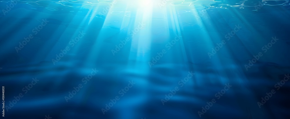 Abstract Underwater Sun Rays Blue Gradient Background