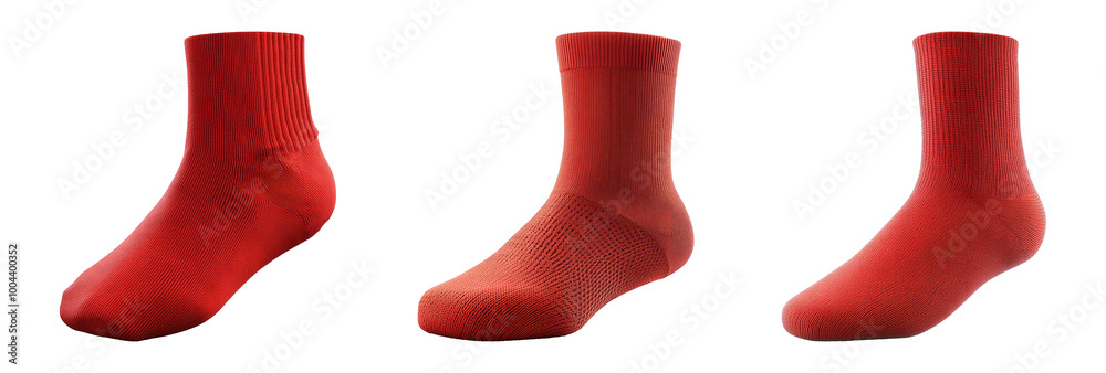 Red socks in various sizes isolated on transparent background Red socks in various sizes isolated on transparent background