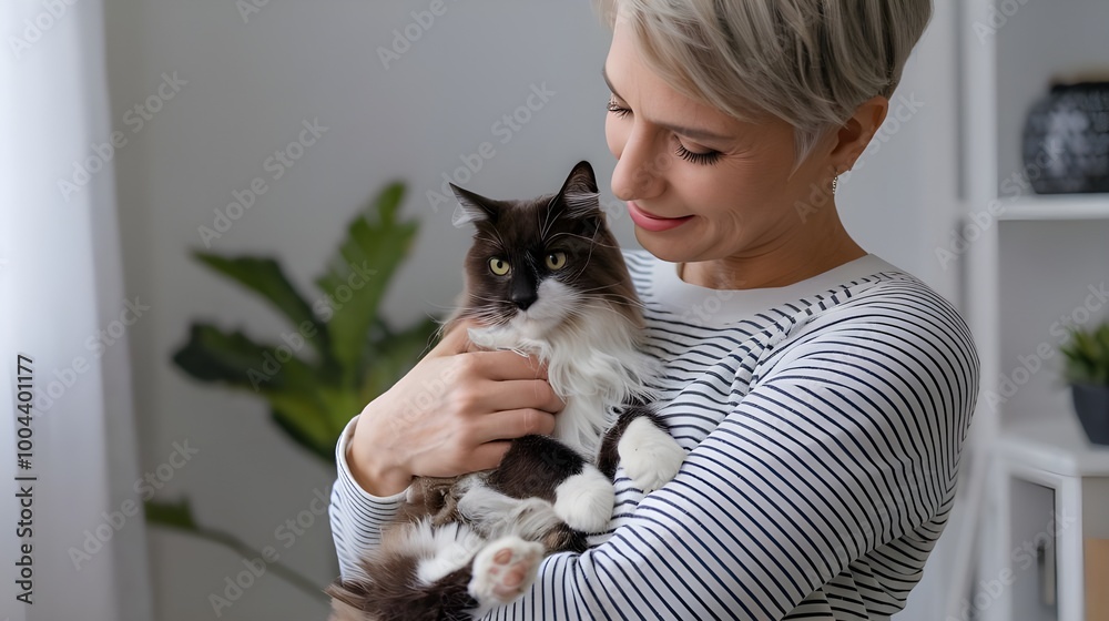 woman with cat