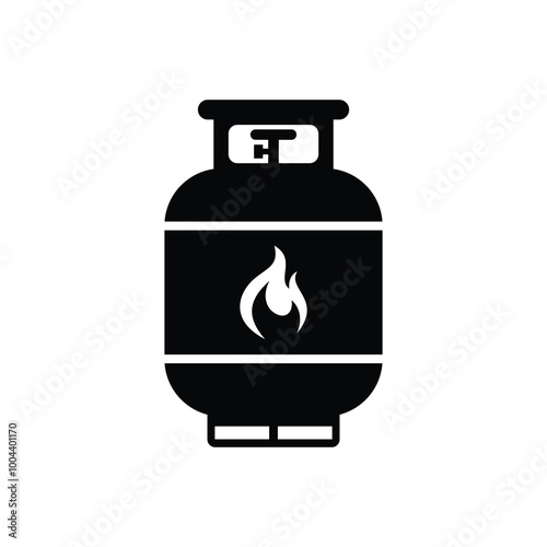 Propane gas cylinder flat vector icon design. Gas tank symbol and glyph design