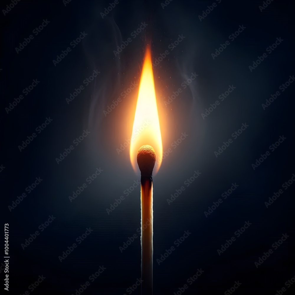 Burning Matchstick with Sparks and Smoke on Black Background1 Burning Matchstick with Sparks and Smoke on Black Background1
