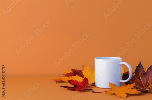 Blue Mug With Fall Foliage