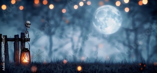 Foggy Graveyard Under Full Moon