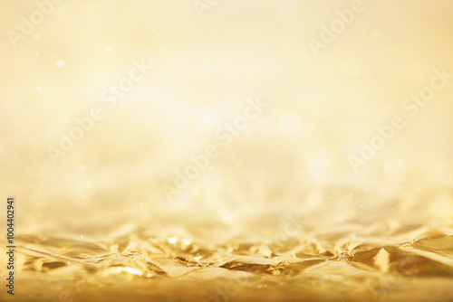 Abstract golden background with focus line for product presentation.