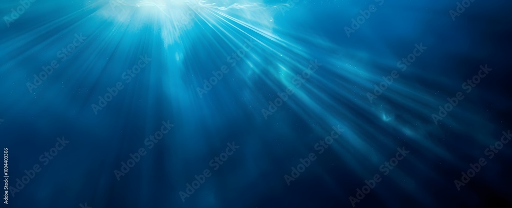 Underwater Sunbeams Blue Ocean Background