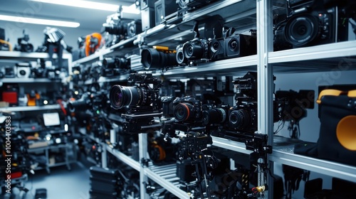 A large room filled with many cameras and equipment