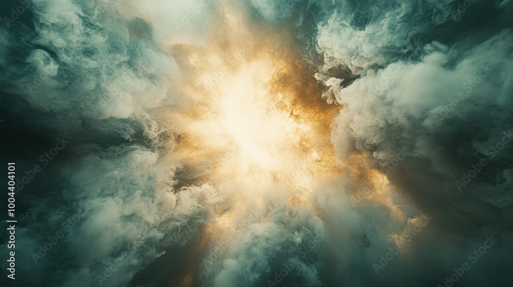 Naklejka premium Real smoke exploding outwards with center space. Dramatic smoke or fog effect for spooky Halloween background or wallpaper.