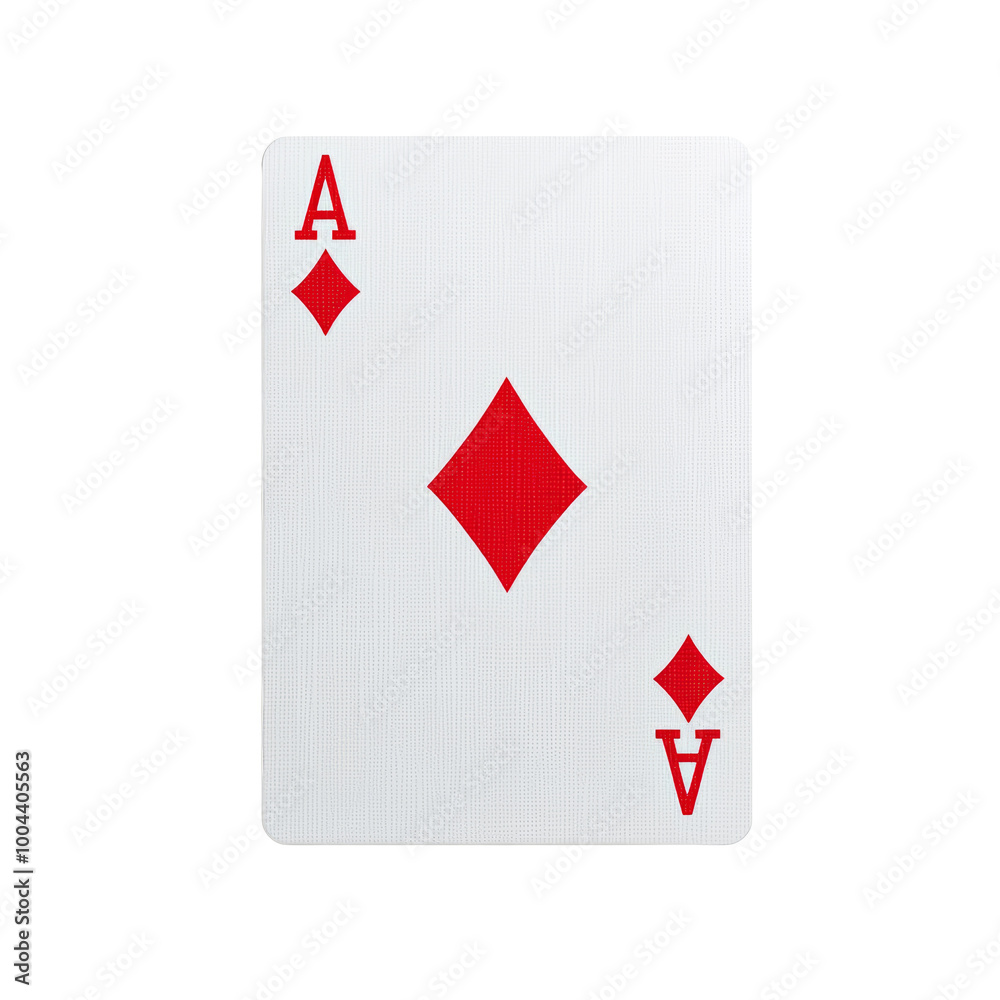 Obraz premium Ace of Diamonds playing card isolated on white background. Perfect for board game, casino, gambling, and deck designs. isolated PNG transparent Background.