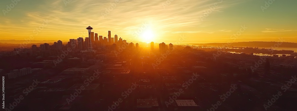 Skyline Sunrise Aerial View Skyline Sunrise Aerial View
