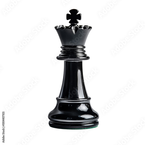 High-resolution image of a black chess queen piece. Perfect for chess-related content, strategy themes, or board game illustrations. isolated PNG transparent Background. photo