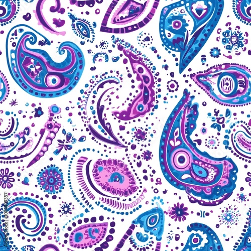 Paisley floral seamless pattern vector for wallpaper design