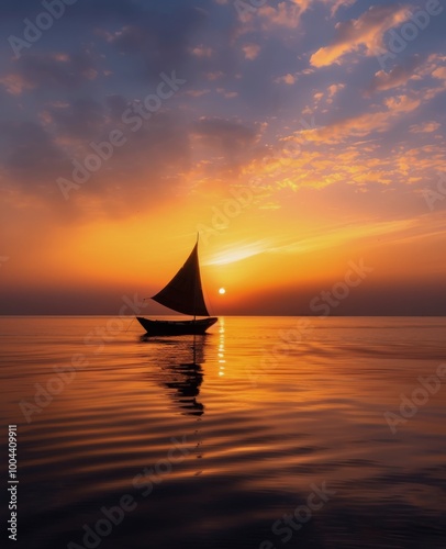 Sailboat Silhouette at Sunset